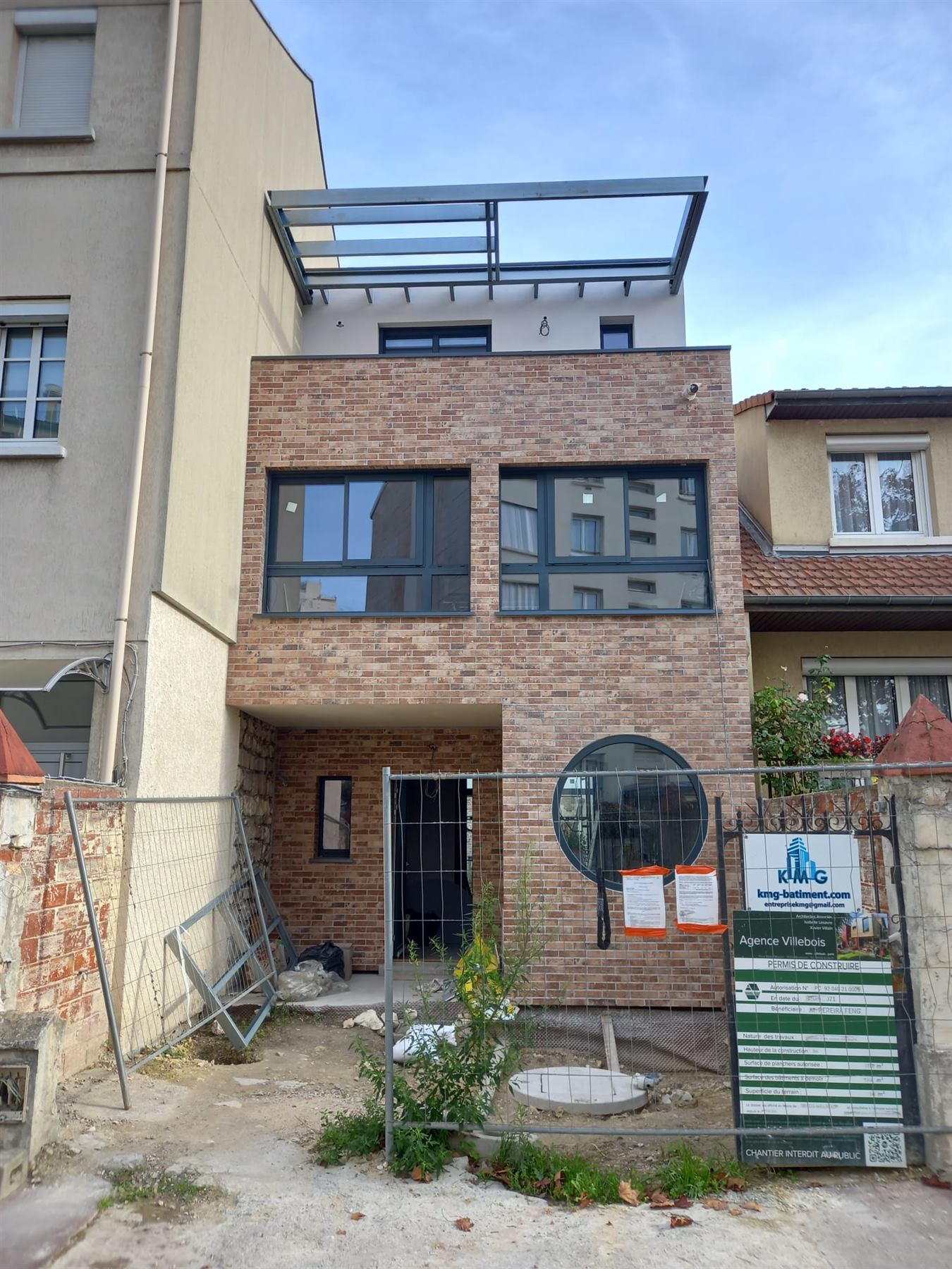 Maison de ville neuve en ossature métallique après démolition-reconstruction